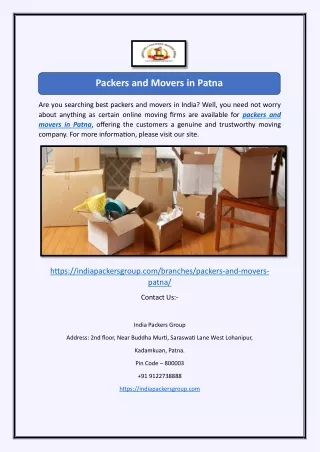 Packers and Movers in Patna