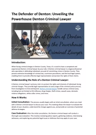 The Defender of Denton: Unveiling the Powerhouse Denton Criminal Lawyer