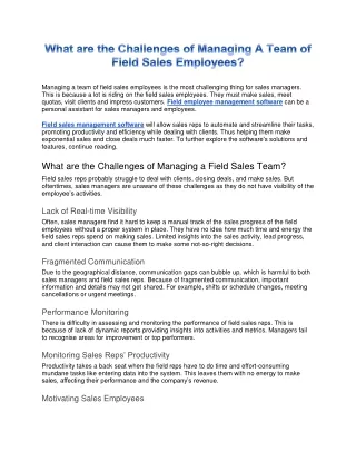 managing a team of field sales employees