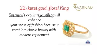 Svarnam 22-karat gold floral Ring