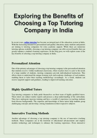 in recent years online tutoring has become