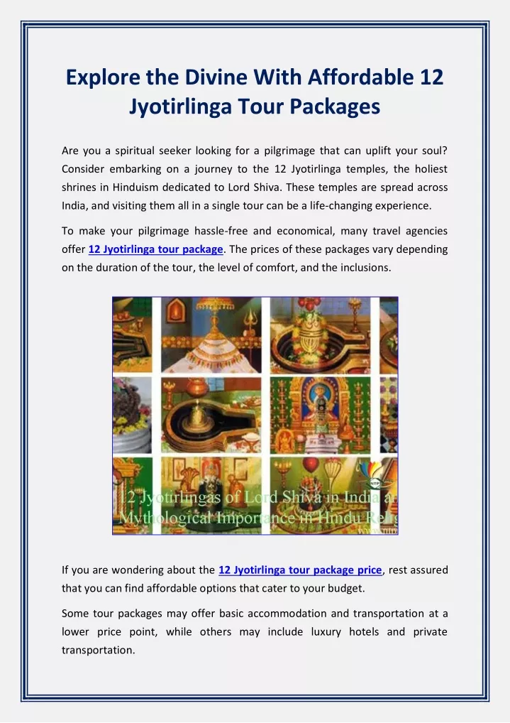 explore the divine with affordable 12 jyotirlinga