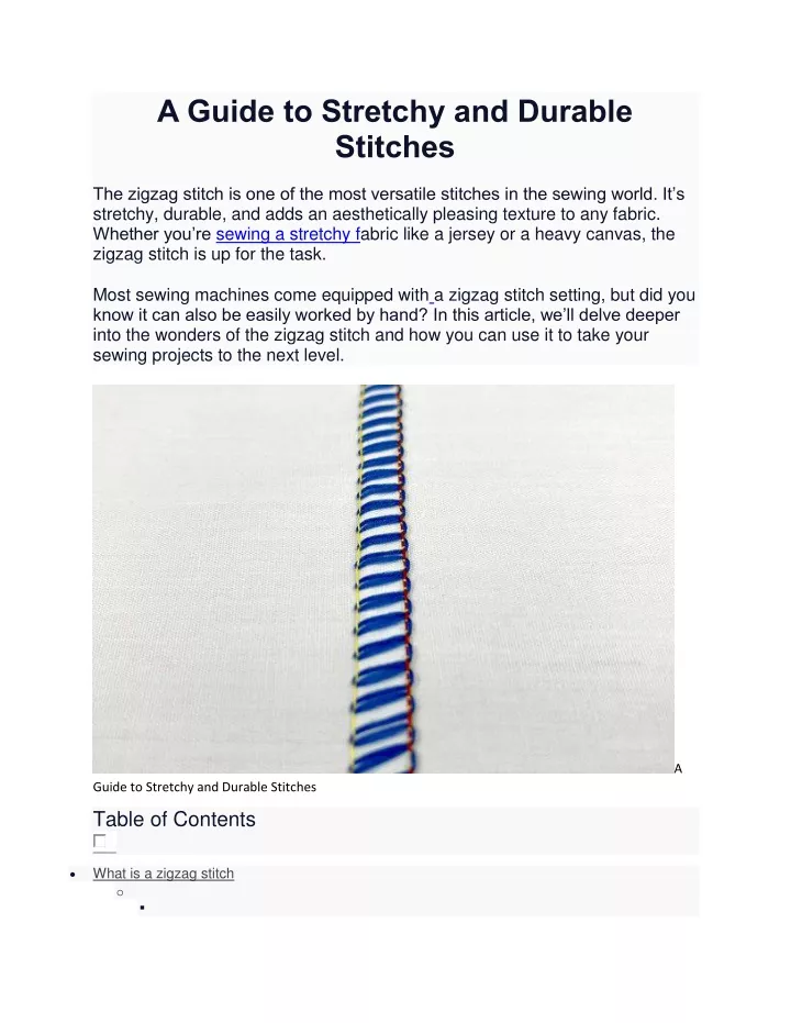 a guide to stretchy and durable stitches