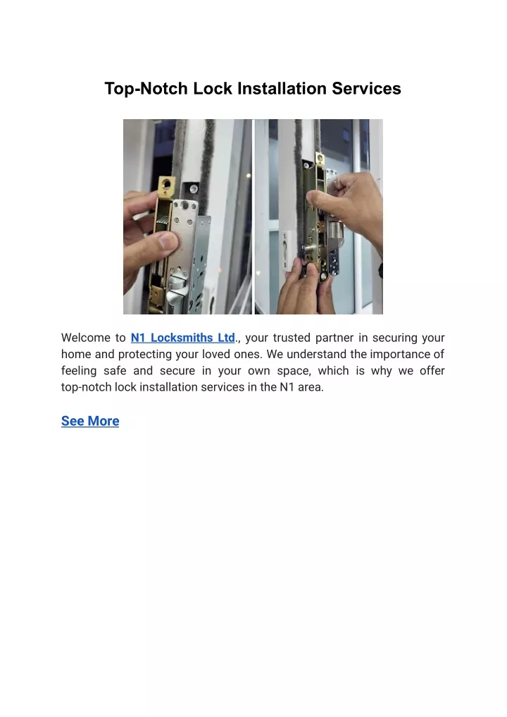 top notch lock installation services