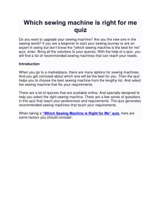 Which sewing machine is right for me quiz