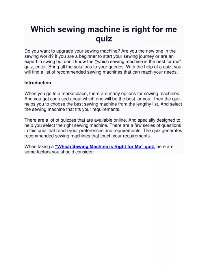 which sewing machine is right for me quiz