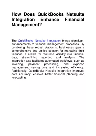 how does quickbooks netsuite integration enhance