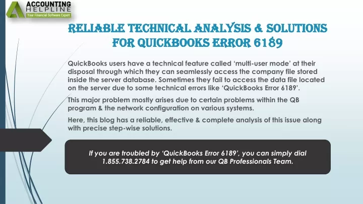 reliable technical analysis solutions for quickbooks error 6189