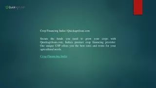Crop Financing India  Quickagriloan.com