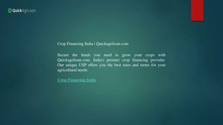 crop financing india quickagriloan com
