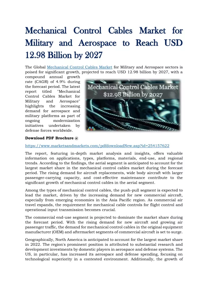 mechanical control cables market for mechanical