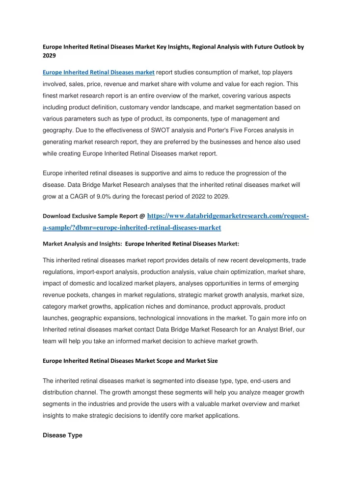 europe inherited retinal diseases market