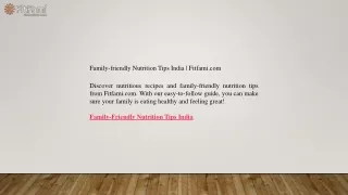 Family-friendly Nutrition Tips India  Fitfami.com