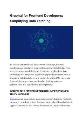 Graphql for Frontend Developers Simplifying Data Fetching