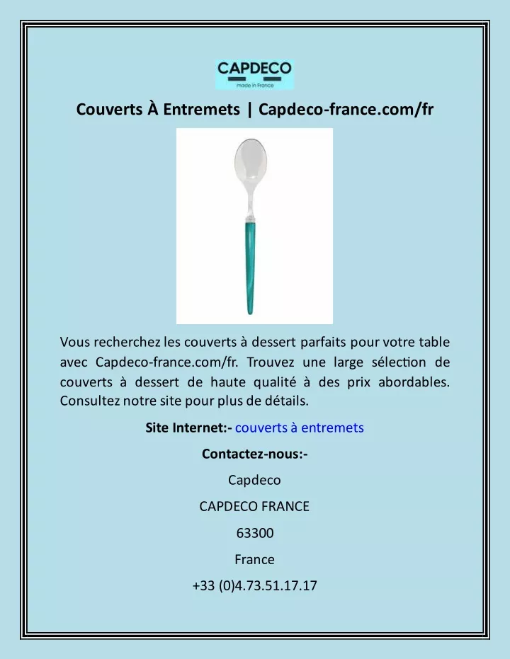 couverts entremets capdeco france com fr