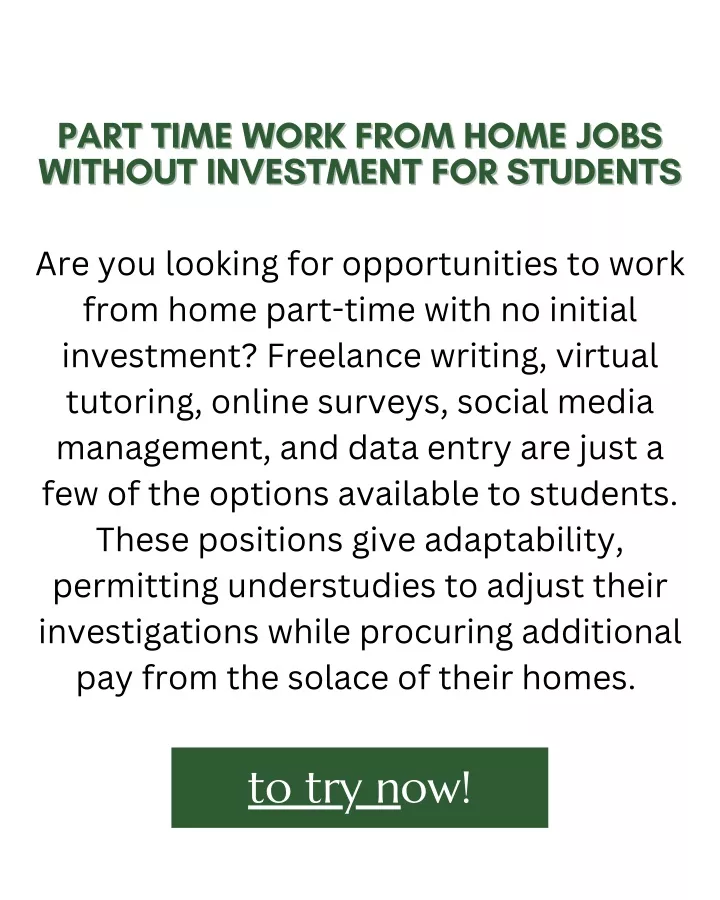part time work from home jobs part time work from