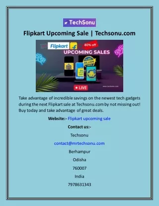 flipkart upcoming sale techsonu com