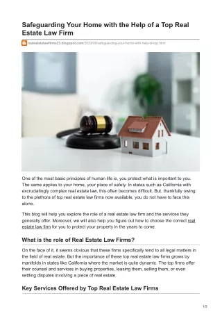 Safeguarding Your Home with the Help of a Top Real Estate Law Firm
