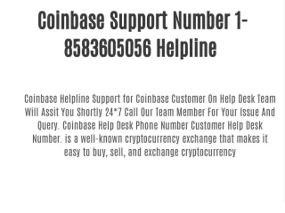 Coinbase Support Number 1-8583605056 Support Helpline
