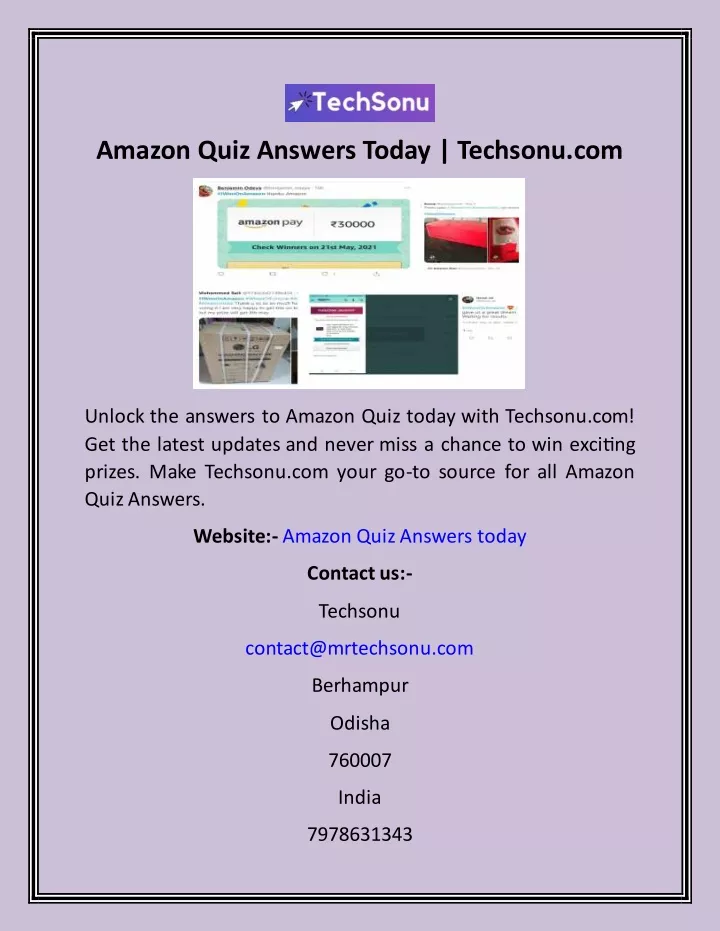 amazon quiz answers today techsonu com