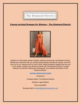 Canvas printed Dresses for Women - The Diamond Electric