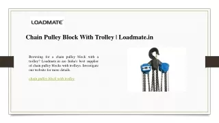 chain pulley block with trolley loadmate in