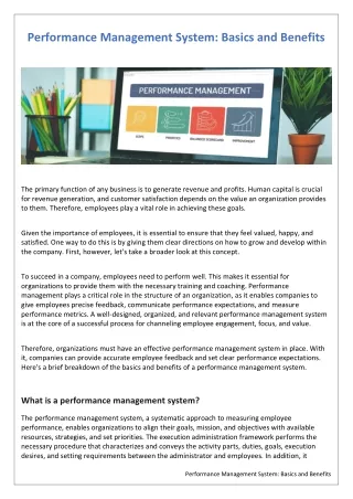 Performance Management System: Basics and Benefits