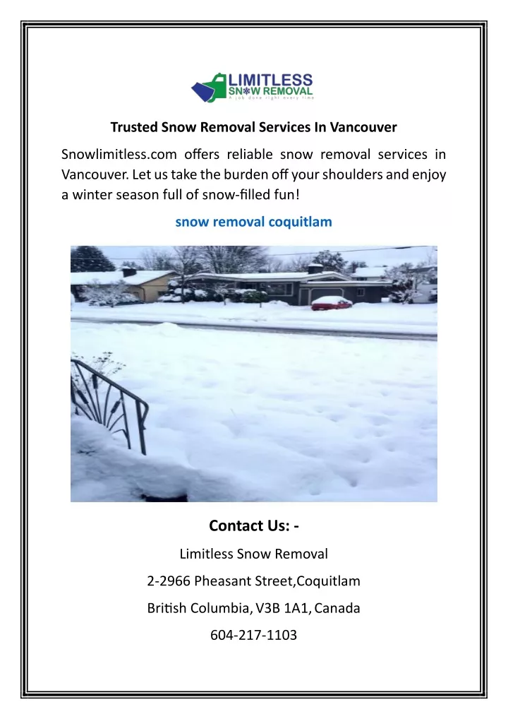 trusted snow removal services in vancouver