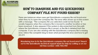 Simple methods to instantly fix QuickBooks company file not found Issue