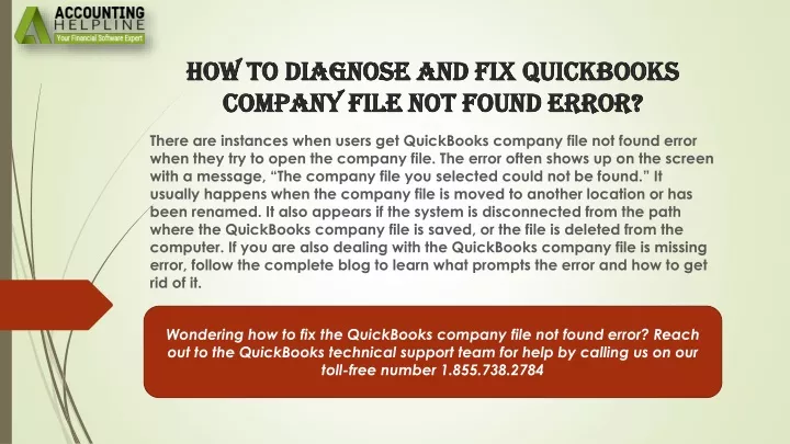how to diagnose and fix quickbooks company file not found error