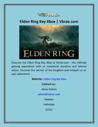Elden Ring Key Xbox  Vbrae