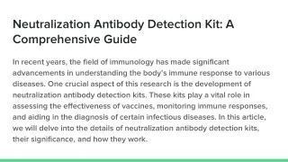 Neutralization Antibody Detection Kit_ A Comprehensive Guide