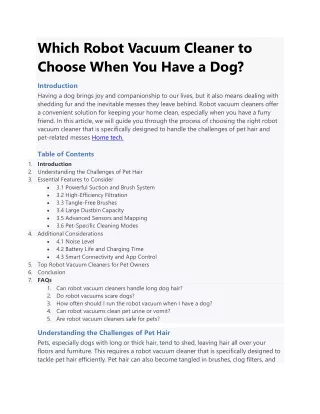 Which Robot Vacuum Cleaner to Choose When You Have a Dog