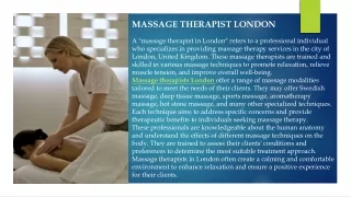 massage therapist London