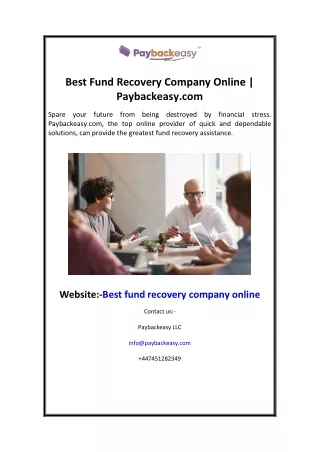 best fund recovery company online paybackeasy com