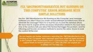 fix qbcfmonitorservice not running on this computer error message with simple solutions