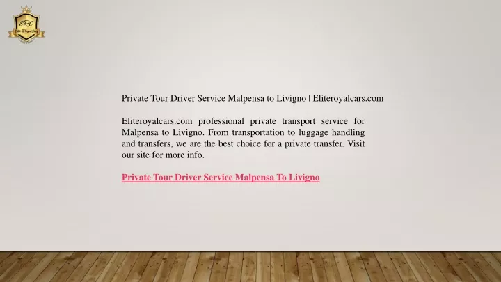 private tour driver service malpensa to livigno