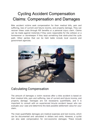 Cycling Accident Compensation Claims | Compensation and Damages