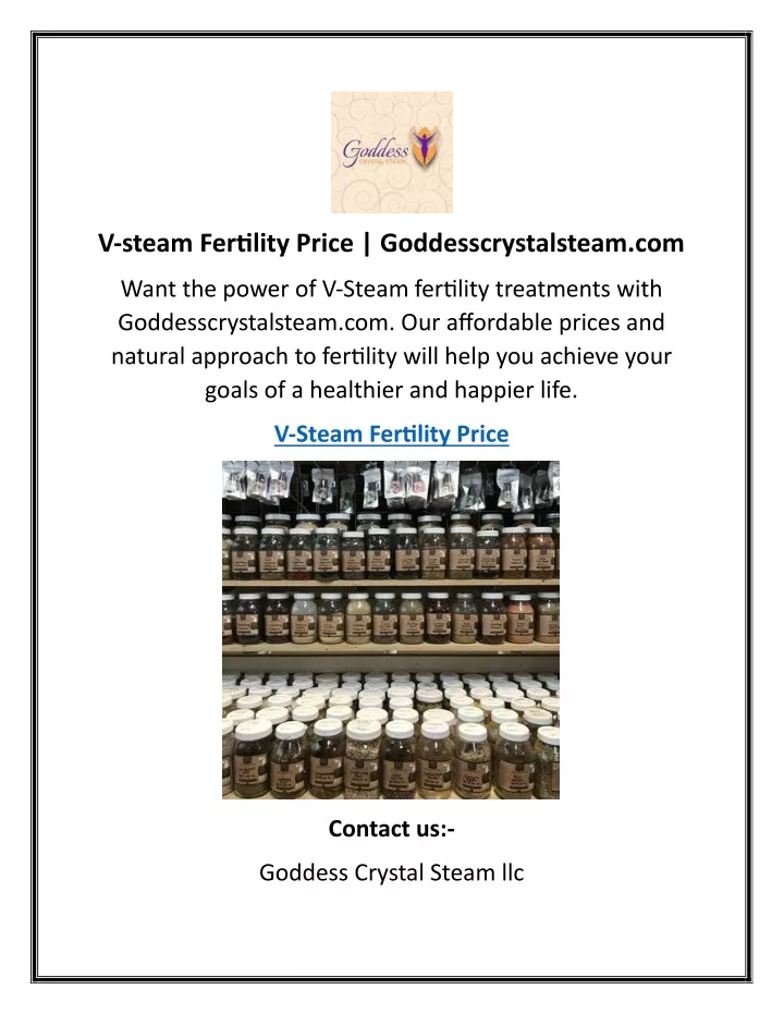 v steam fertility price goddesscrystalsteam com