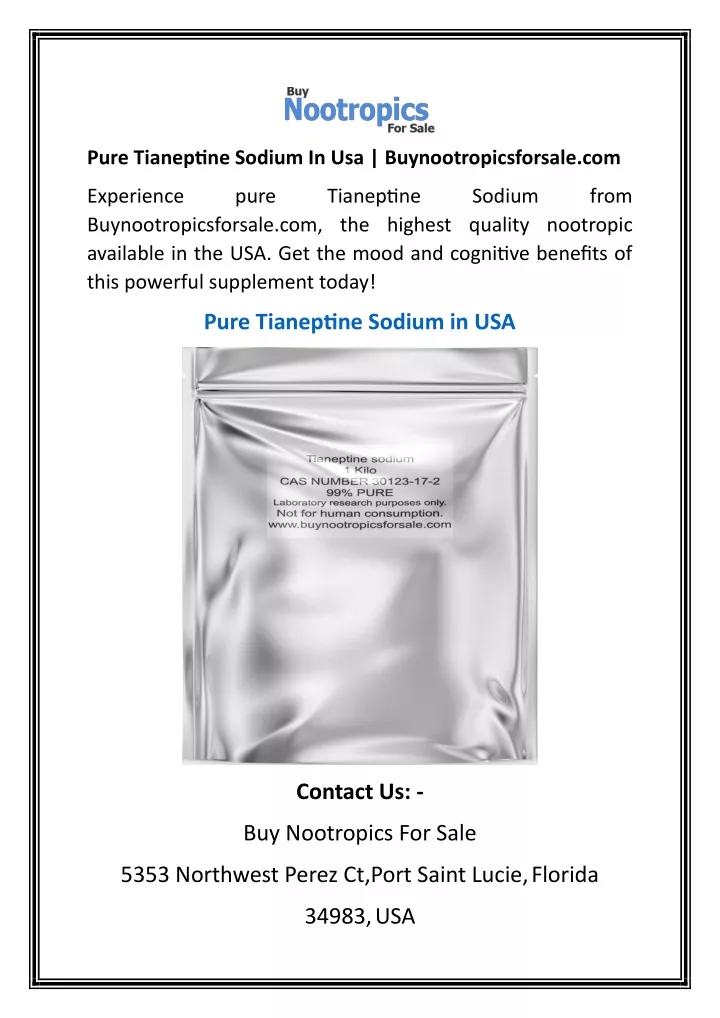 pure tianeptine sodium