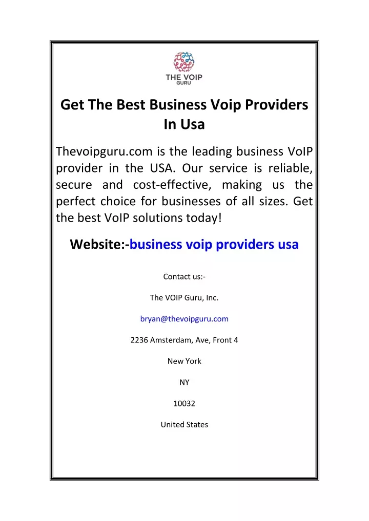 get the best business voip providers in usa