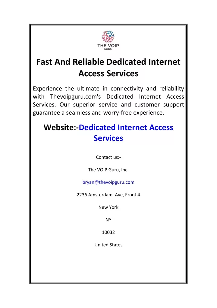 fast and reliable dedicated internet access