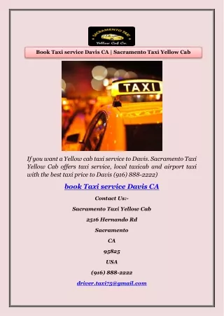 Book Taxi service Davis CA | Sacramento Taxi Yellow Cab