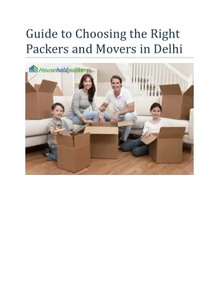 Guide to Choosing the Right Packers and Movers in Delhi