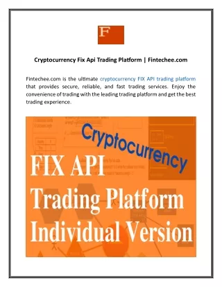 Cryptocurrency Fix Api Trading Platform  Fintechee