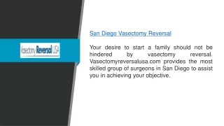 san diego vasectomy reversal your desire to start