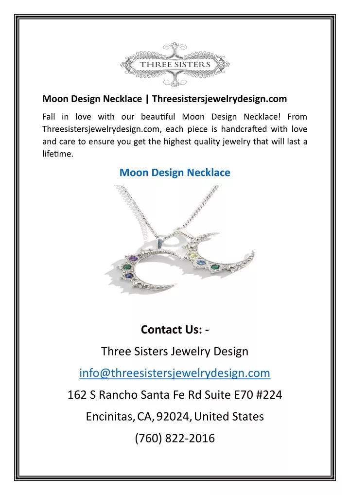 moon design necklace threesistersjewelrydesign com