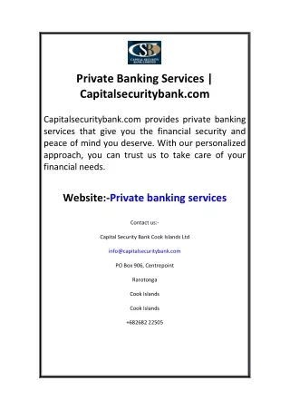 Private Banking Services  Capitalsecuritybank.com