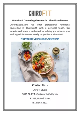 Nutritional Counseling Chatsworth