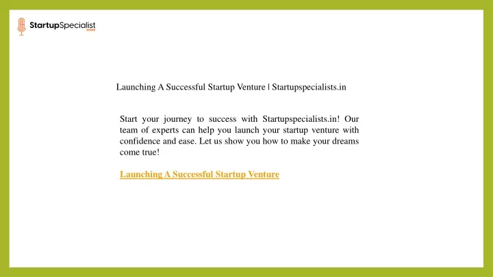 launching a successful startup venture